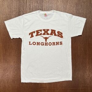 Fruit of the Loom Texas Longhorns T-Shirt Medium White Heavy Cotton UT Tee